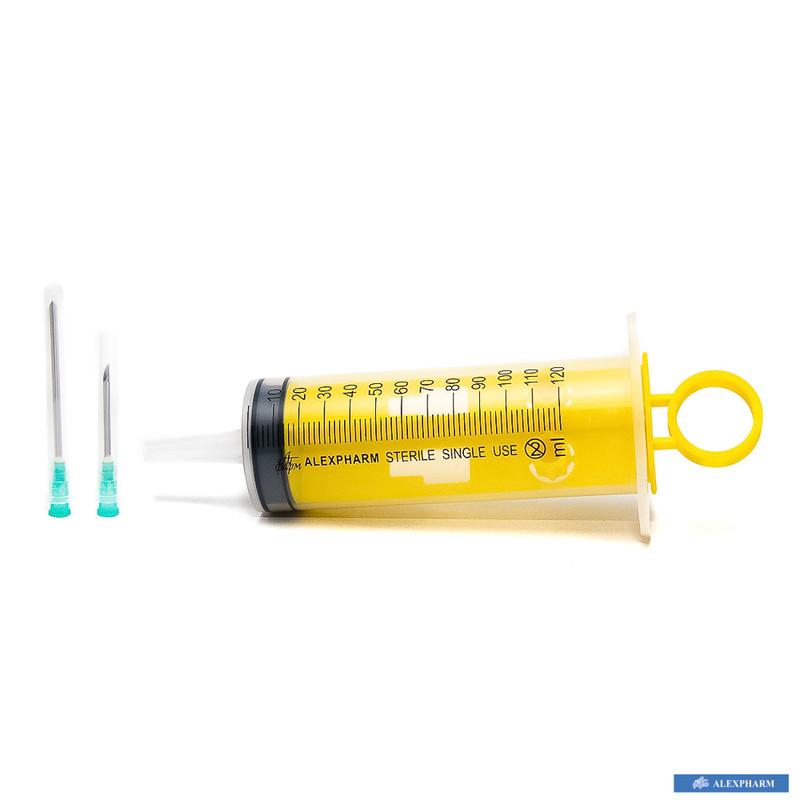 Шприц 3-х компонентний одноразовий стерильний "ALEXPHARM" 120 мл Catheter Tip з голкою, 14G (2,0x50)